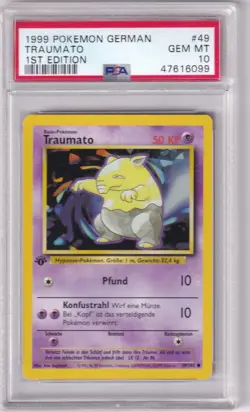 1999 Pokemon German Base Set No. 49 Traumato First Edition PSA 10 - Image 1