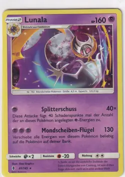 Pokemon Karte Stunde der Wachter Nr. 61/145 Lunala Ice Holo deutsch - Image 1