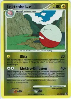 Pokemon Karte Trading D&P Sturmtief Nr. 37/100 Lektrobal Reverse Holo deutsch - Image 1