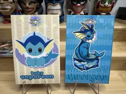 Baby Vaporeon & Vaporeon Crack Ice Pokemon Let’s Go Eevee! Card Database #1 - Image 1