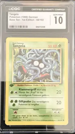Pokemon TCG Tangela Base Set, 1st Edition Common Shadowless Card 66/102 GERMAN - Image 1