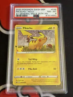 Pikachu Pokemon General Mills 25th An. Promo SWSH039 PSA 8 NEAR MINT/MINT - Image 1