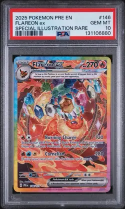 Pokemon Flareon EX 2025 Pre-EN 146/131 Special Illustration Rare PSA 10 - Image 1