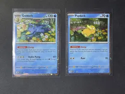 Pokemon TCG Mega Evolutions Psyduck 007 Golduck 008 Black Star Promo Holo - Image 1