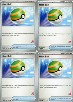 4x Pokemon TCG Nest Ball 084/091 Battle Academy 2024 Armarouge Stamp Playset - Image 1