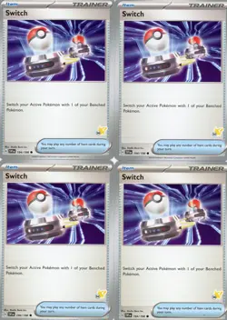4x Pokemon TCG Switch 194/198 Battle Academy 2024 Pikachu Stamp Playset - Image 1
