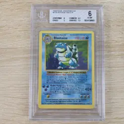 BECKETT 6 EX MT SHADOWLESS Blastoise 2/102 Unlimited Holo Rare Pokemon Card - Image 1