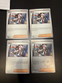 4x Hilda 084/086 Trainer Playset Pokemon SV White Flare 3 regular 1 Reverse Holo - Image 1