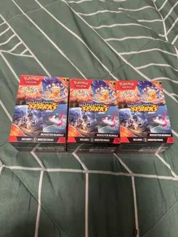 Surging Sparks Booster Bundle Factory Sealed Lot Of 3! Pokemon! 18 Packs Total! - Image 1