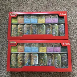 2x Lot Pokemon Prismatic Evolutions Costco 8 Mini-Tin Bundle w/Promo SEALED - Image 1