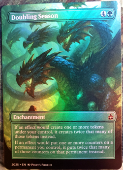 Doubling Season FOIL Proxy Playtest Card with Custom Fantasy Hydra Art Design - Image 1