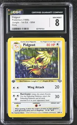 CGC 8 Pidgeot 1999 Jungle 1st Edition 8/64 Holo Pokemon Card - Image 1