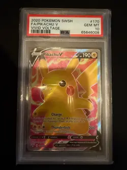 2020 Pokemon Sword & Shield Vivid Voltage #170 Fa/Pikachu V Vivid Voltage PSA 10 - Image 1