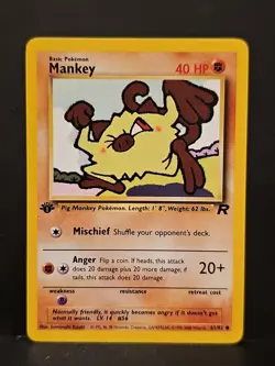 2000 Pokemon Team Rocket 1st Edition #61 Mankey C - Image 1