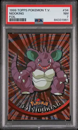 1999 Topps Pokemon TV 34 Nidoking Holo - PSA 7 - Image 1