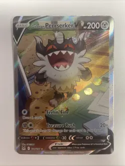 Galarian Perrserker v Alternate Full Art Holo Card 184/196 Swsh11:Lost Origin NM - Image 1