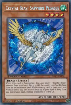 Yugioh! LP Crystal Beast Sapphire Pegasus - SGX1-ENF08 - Secret Rare - 1st Editi - Image 1