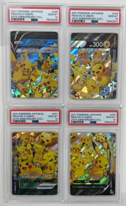 PIKACHU V-UNION Set 2021 POKEMON JAPANESE 25TH ANNIVERSARY 25-28 PSA 10 Cards - Image 1