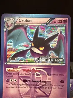 Pokemon Card Crobat BW51 Plasma Storm Prerelease Promo Staff Light Play - Image 2
