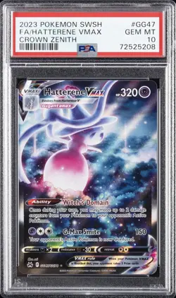 2023 POKEMON SWORD & SHIELD CROWN ZENITH #GG47 FULL ART/HATTERENE VMAX PSA 10 - Image 1