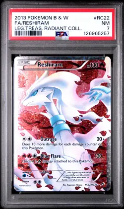 2013 POKEMON B&W LEGEND TREASURES RADIANT COLL #RC22 FULL ART/RESHIRAM PSA 7 - Image 1