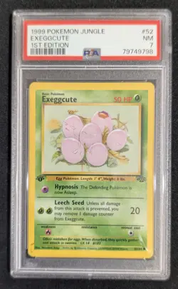 PSA 7 Exeggcute 1st Edition Jungle 52/64 Pokemon Card Graded 1999 - Image 1