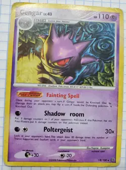 Pokemon 2008 Gengar Non Holo 18/100 Card LV43 Stage 2 Vintage Nintendo TCG HP110 - Image 2