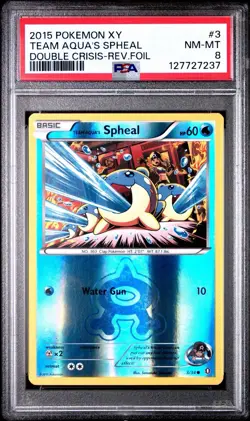 PSA 8 NM-MT Pokemon Team AQUA'S Spheal Reverse Foil/Holo Double Crisis XY 3/34 - Image 1