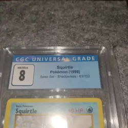 💥 Pokemon base set SHADOWLESS SQUIRTLE 1999 63/102 CGC 8 - Image 3
