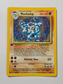 Machamp 8/102 Base Set Rare Holo Pokemon Card WOTC 1999 - Excellent - Image 1