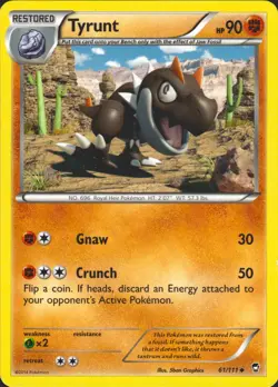 Tyrunt 61/111 Uncommon XY Furious Fists Near Mint Pokemon Card - Image 1