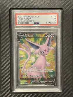2021 PSA 7 FA Espeon V #179 Full Art Pokemon TCG SWSH Evolving Skies Eeveelution - Image 1