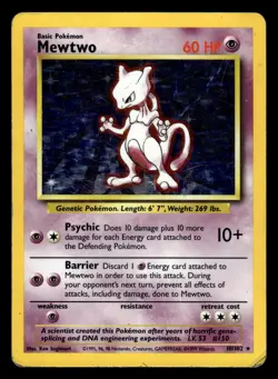 Mewtwo 10/102 Holo Rare Base Set Pokemon Card - Image 1
