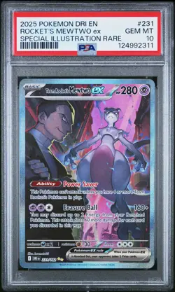 2025 POKEMON DRI EN-DESTINED RIVALS #231 TEAM ROCKET'S MEWTWO EX PSA 10 - Image 1