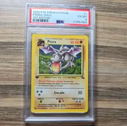 PSA 6 NM 2000 Pokemon Fossil Ptera (Aerodactyl) Holo 1st Edition French - Image 1