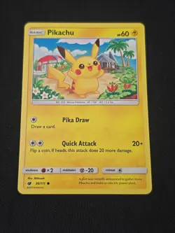 Pikachu 30/111 Sun & Moon Crimson Invasion Regular Pokemon TCG 2017 Light Played - Image 1