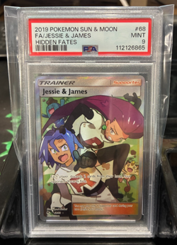 PSA 9 MINT - FULL ART JESSIE & JAMES Card 68/68 Pokemon TCG Hidden Fates - Image 1