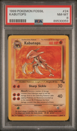 1999 POKEMON FOSSIL 24 KABUTOPS - PSA 8 - Image 1