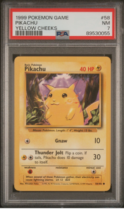 1999 POKEMON BASE 58 PIKACHU YELLOW CHEEKS - PSA 7 - Image 1