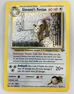 Giovanni's Persian 8/132 Gym Challenge Holo Pokemon LP - Image 1