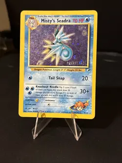 Pokemon TCG Misty's Seadra Holo Rare 9/132 Gym Heroes Prerelease - Image 1