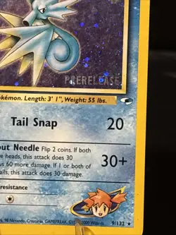 Pokemon TCG Misty's Seadra Holo Rare 9/132 Gym Heroes Prerelease - Image 2