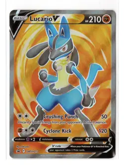 Lucario V Full Art Black Star Promo SWSH213 Pokemon Card TCG Near Mint+ - Image 1