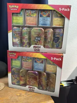 2X Pokemon Scarlet & Violet - 151 (5-Pack) Mini Tins w/ 4 Promos Costco Bundle - Image 1