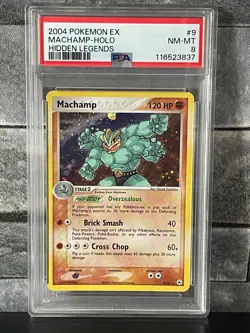 PSA 8 NM-MINT Machamp HOLO 9/101 EX Hidden Legends 2004 Pokemon Card - Image 1