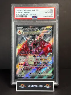 2024 Pokemon Svp En-Sv BSP Paldean Fates Tin Charizard Ex #074 PSA 10 - Image 1