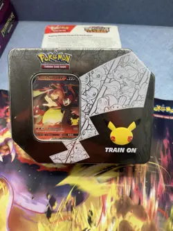 2021 Pokemon TCG 25th Anniversary Celebrations Lance's Charizard V Tin Sealed 820650809873 - Image 1