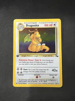 Pokemon 1999 First Edition Fossil Dragonite Holo 4/62 MP Moderately Played - Image 2