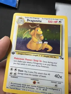 Pokemon 1999 First Edition Fossil Dragonite Holo 4/62 MP Moderately Played - Image 5