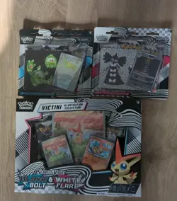 Pokemon TCG S & V Black Bolt and White Flare Illustration Box + Tech Sticker Set - Image 1